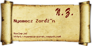 Nyemecz Zorán névjegykártya